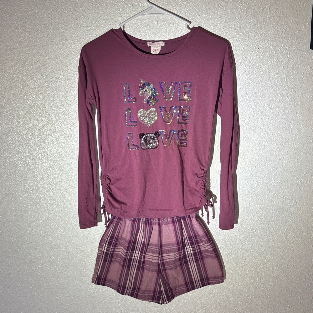 Kids Pajamas Set - Purple Love Design